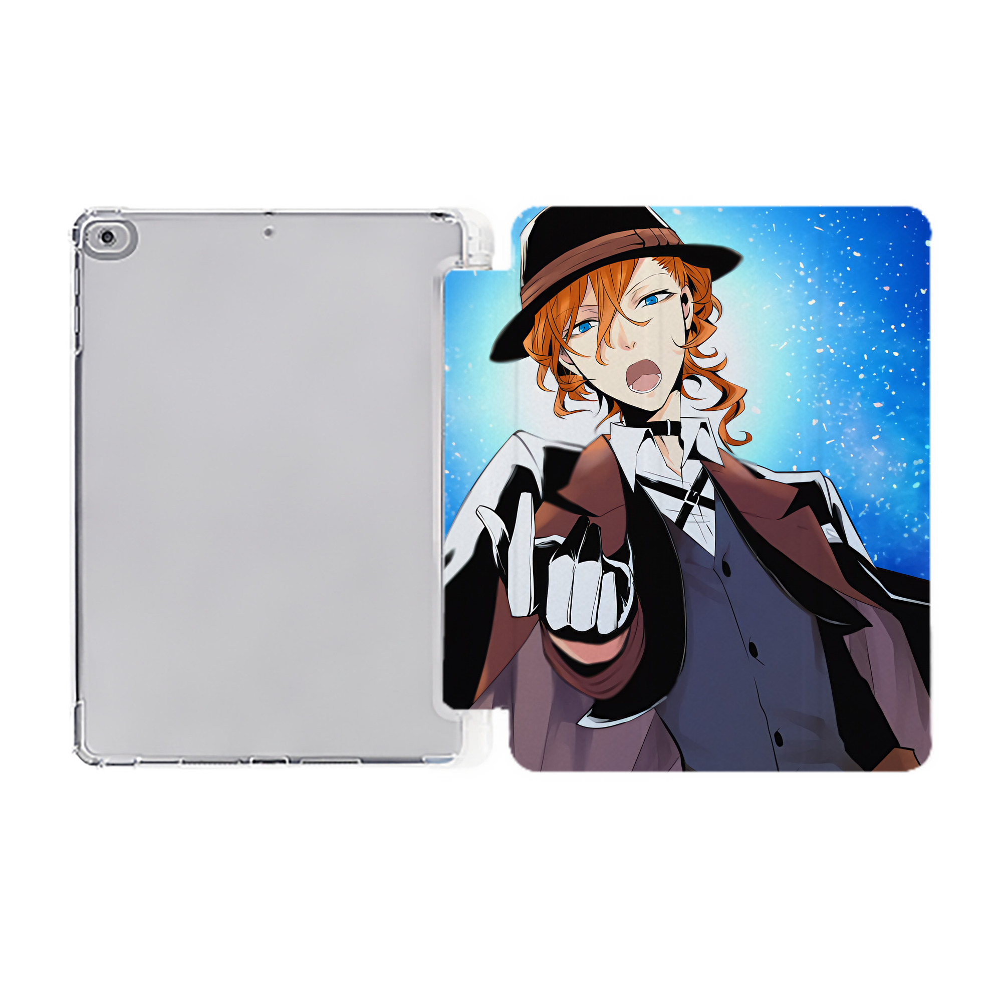 （画像用） 文豪ストレイドッグス Bungo Stray Dogs IPad ケース ペン収納付き 三つ折りスタンド PUレザー×シリコン 対応機種9.5/10.5/10.9インチ
